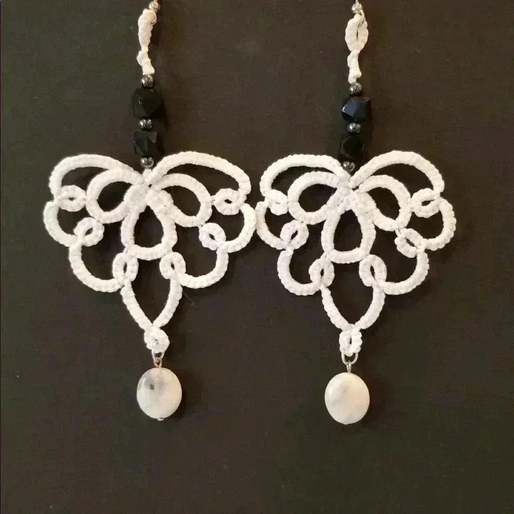2/$30 Extra Large Tatted Lace Earrings